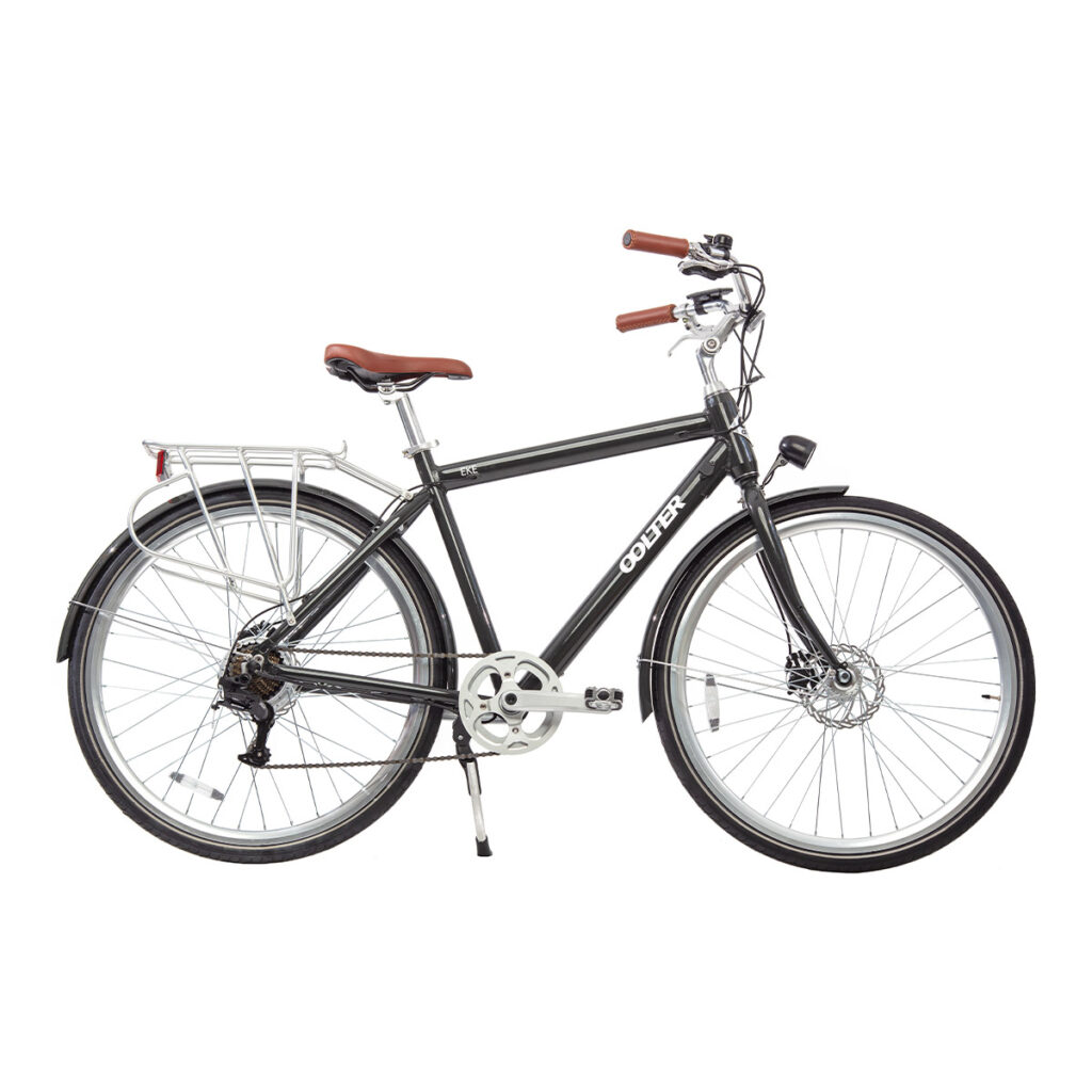 Product image of dark grey color Electric bike Oolter Eke on white background.