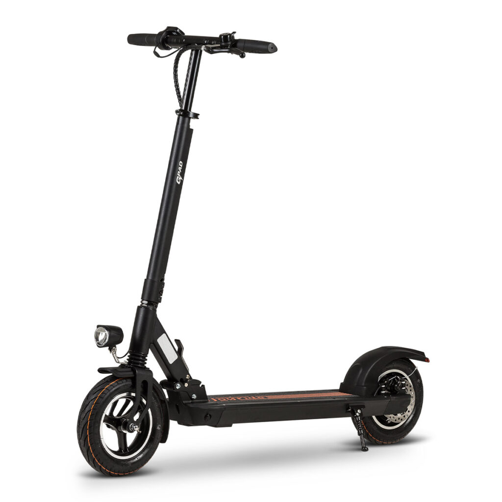 Image of black Electric scooter Gpad Joyride on white background viewed from the right side