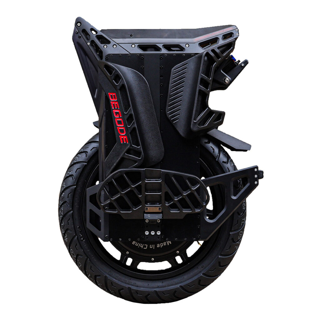 Side view of Begode ET Max 50S electric unicycle showcasing its robust frame, pedals, and sleek design.
