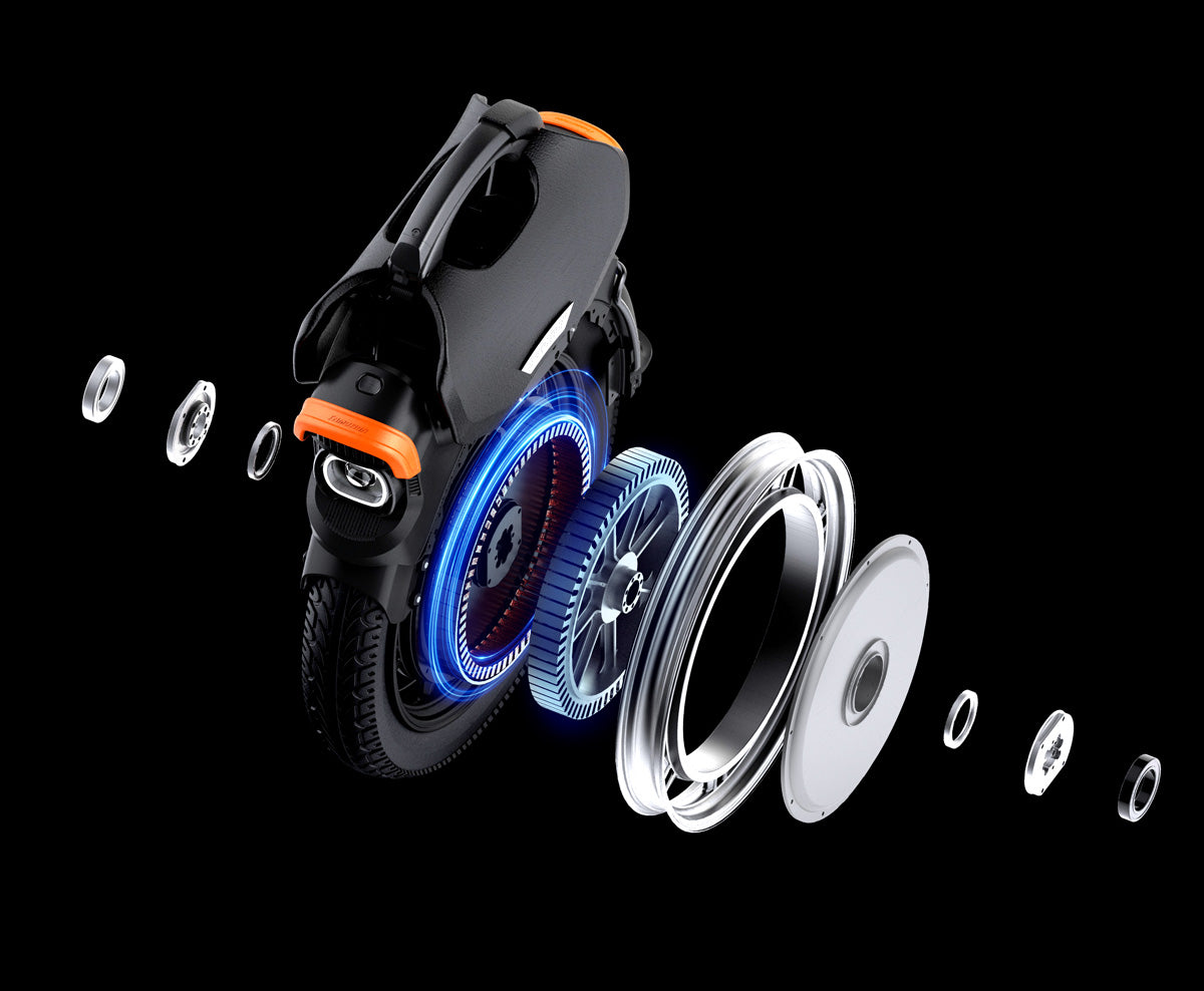 Exploded view of the Inmotion V11Y electric unicycle motor components, highlighting power system design.