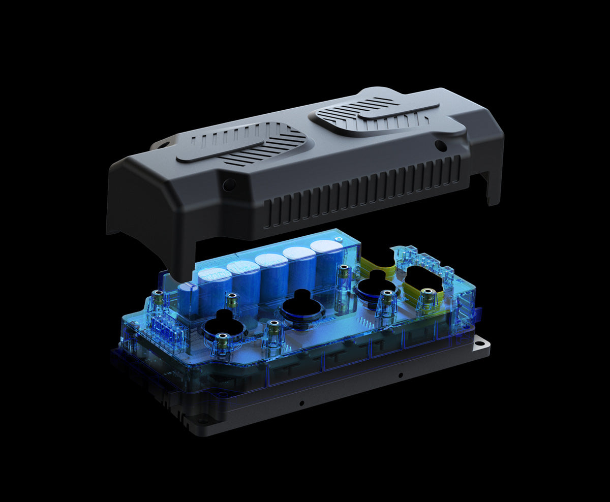 Detailed image of the Raptor Y MOSFET controller inside the Inmotion V11Y electric unicycle.