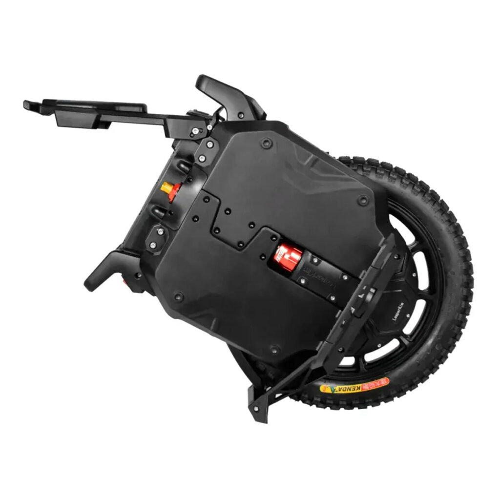 Side profile of the Veteran Sherman S electric unicycle with visible Kenda tire, shock absorber, and foldable handle.