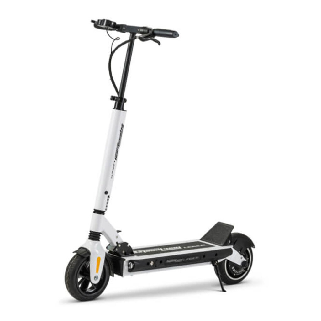 White Speedway Leger Eco electric scooter with modern frame and folding handlebar design