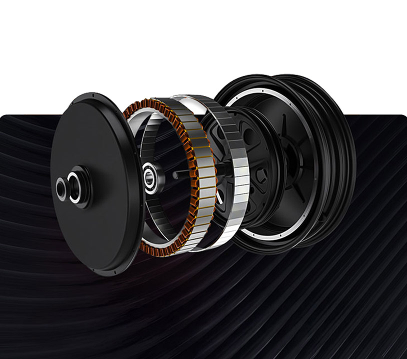 Exploded view of the Kingsong KS-16X brushless motor showcasing internal components and engineering