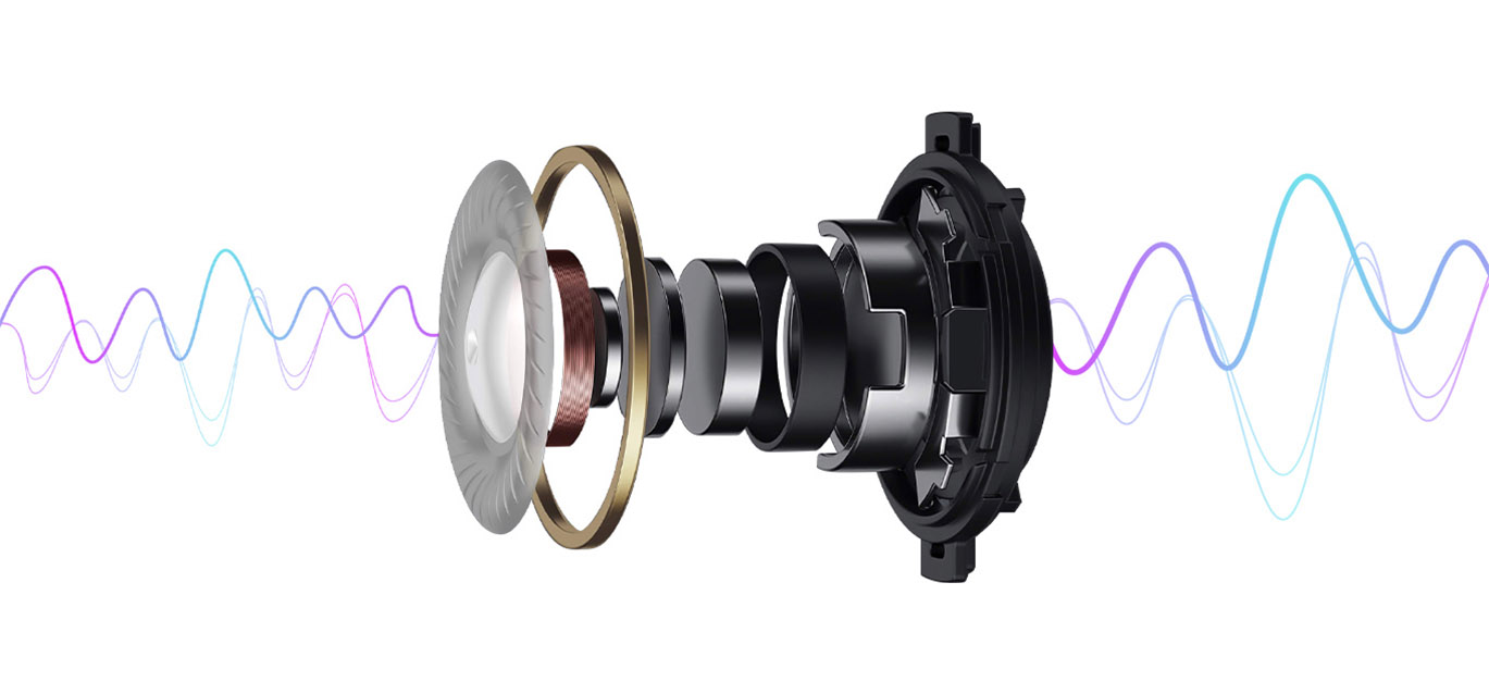 Exploded view of Kingsong KS-16X integrated Bluetooth speaker system with sound wave illustration