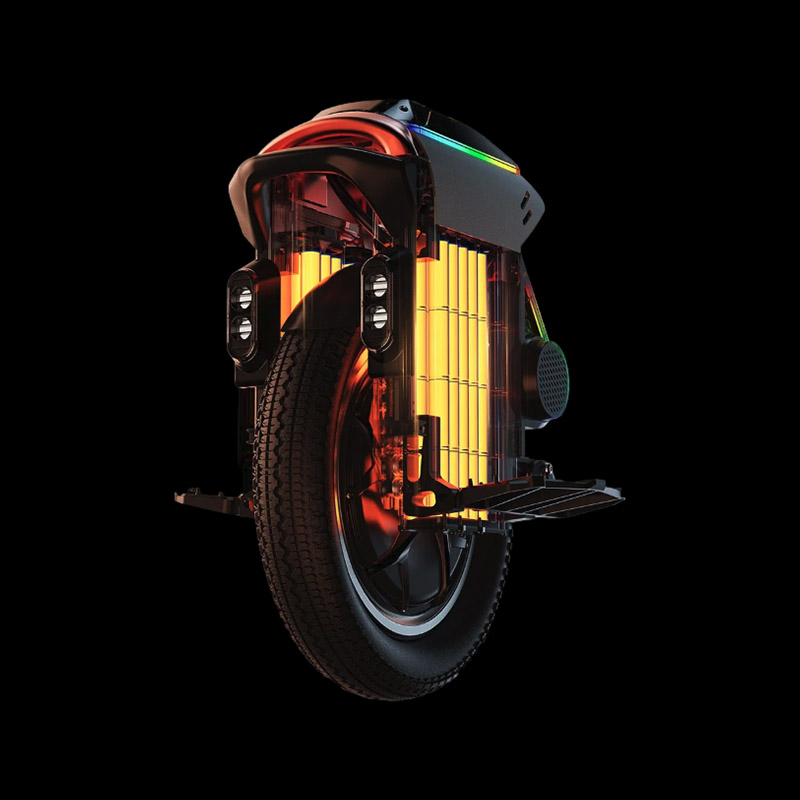 Electric unicycle Kingsong S16 high-capacity battery with casing and LED lights