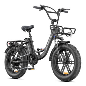 Front right side view of the black ENGWE L20 Boost electric bike.