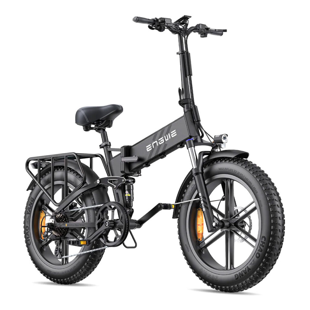 Front side view of the black ENGWE Engine Pro 2.0 electric bike.