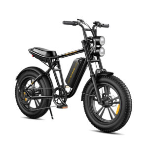 Front side angled view of the black single battery ENGWE M20 electric bike.