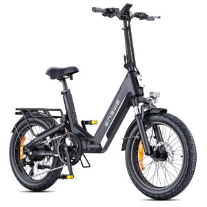 Front side view of the black ENGWE L20 3.0 Boost electric bike.