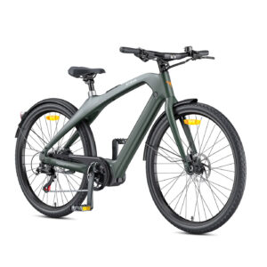 Front side angled view of the green ENGWE Mapfour N1 Air Pro electric bike.