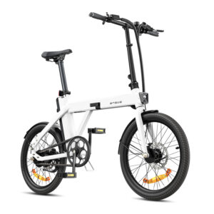 Front right side angled view of the white ENGWE P20 electric bike