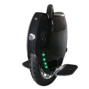 Front angled view of black Kingsong KS-18L unicycle.
