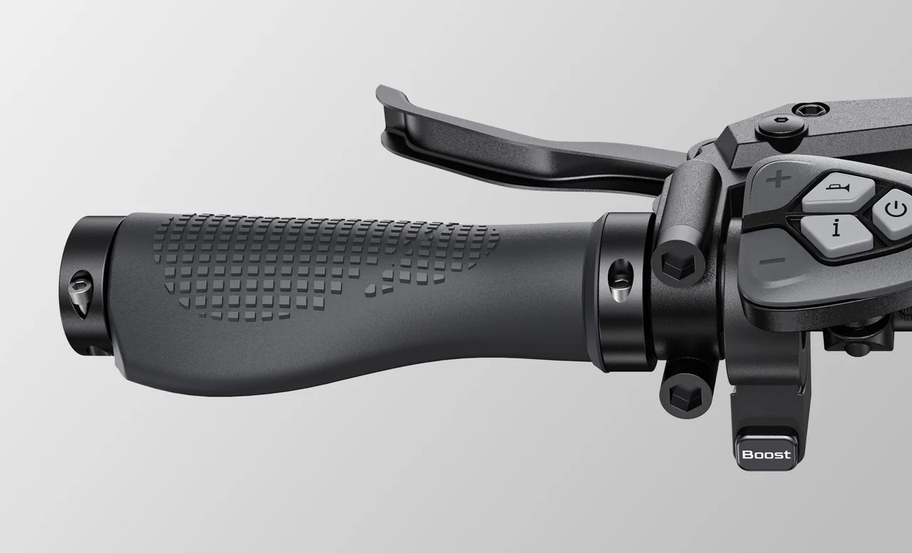 Close-up of the Engwe L20 3.0 Boost electric bicycle's handlebar.
