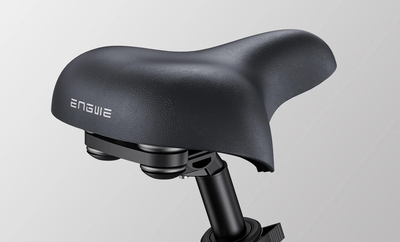 Close-up of the Engwe L20 3.0 Boost electric bicycle's saddle.