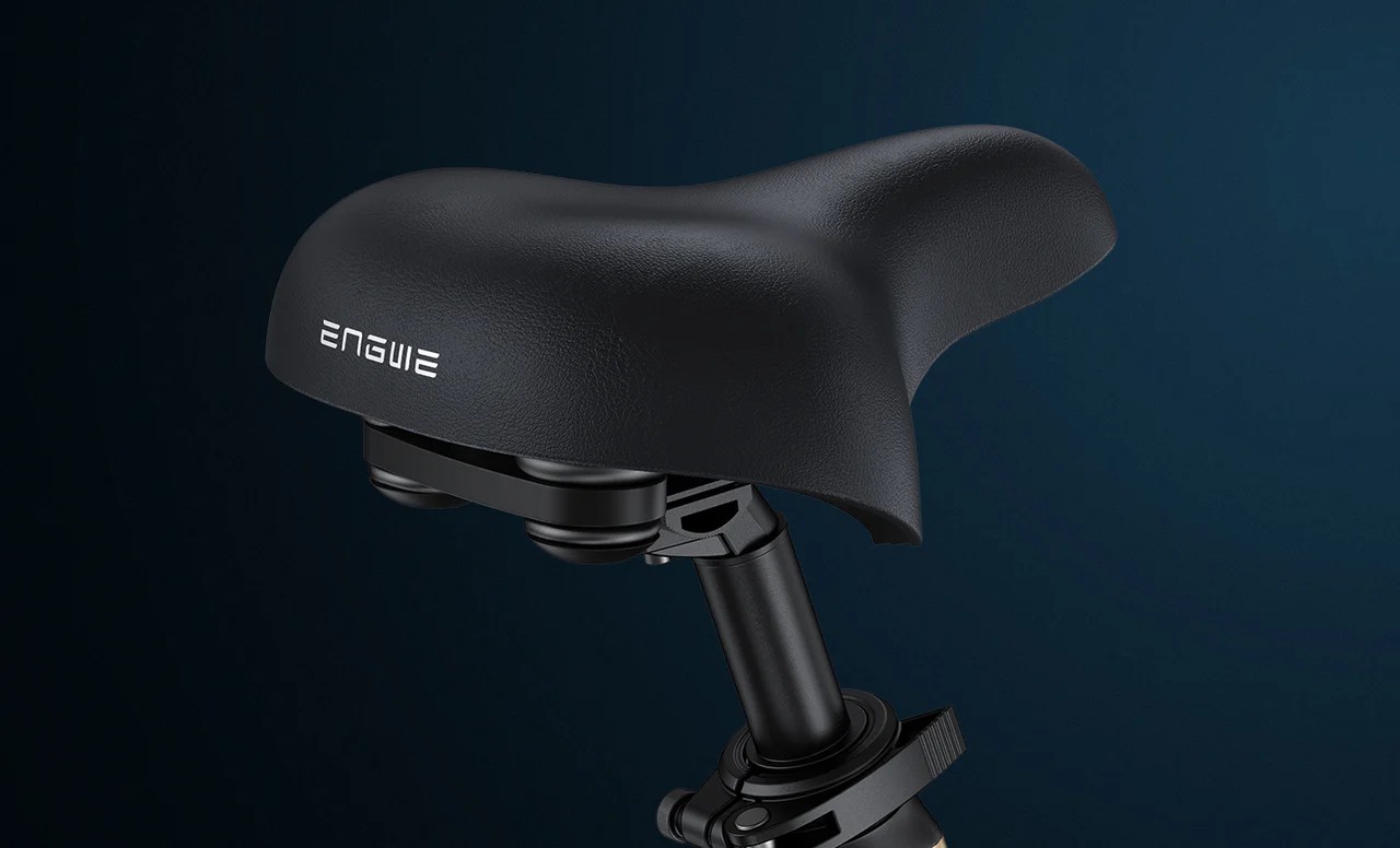 Close-up of the Engwe L20 3.0 Pro electric bicycle's saddle.