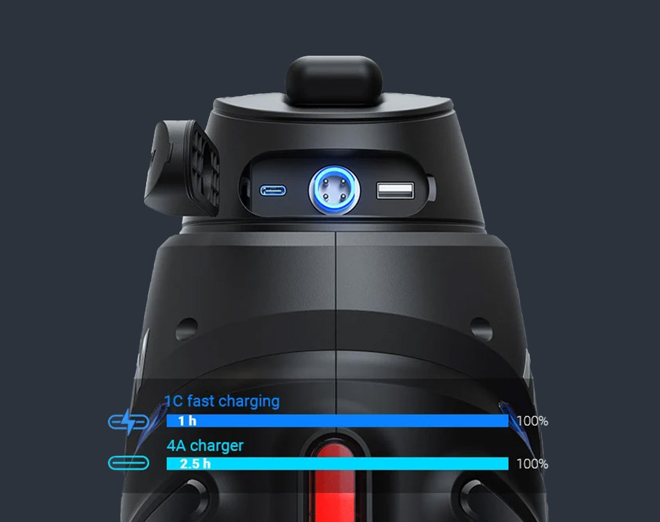 Illustrative image of the Inmotion V9 electric unicycle's fast charging mobile charging station.