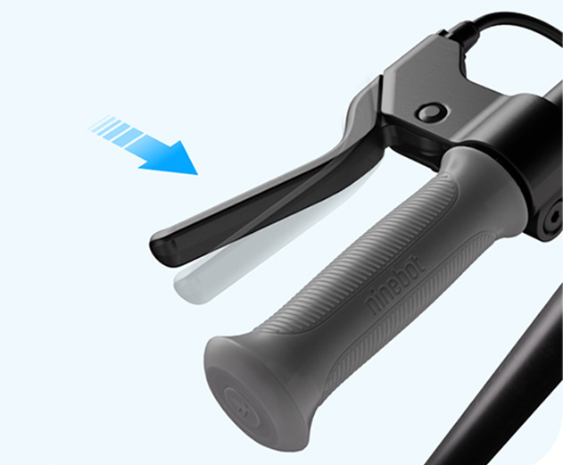 Close-up of the Segway-Ninebot C2 Lite Kids electric scooter's handbrake.