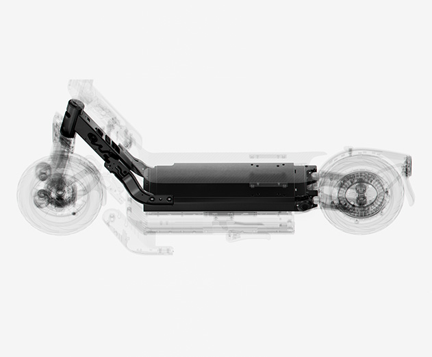 Illustrative image showing the Segway-Ninebot E3 Pro E electric scooter's aluminum alloy frame.
