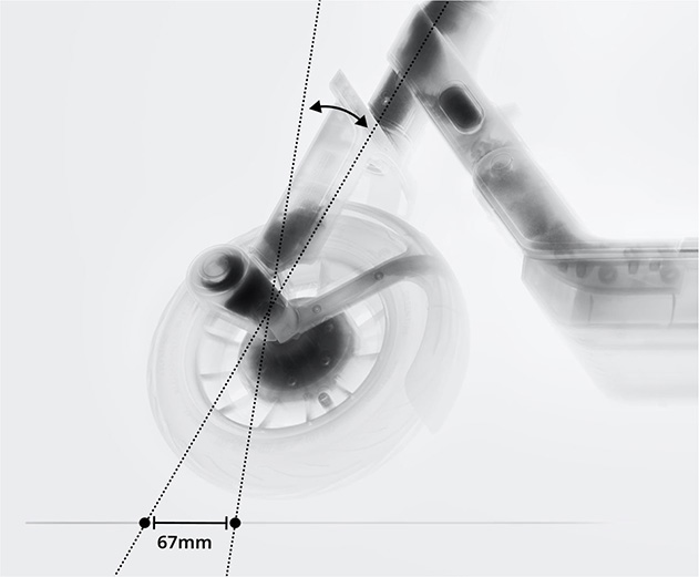 Illustrative image showing the Segway-Ninebot E3 Pro E electric scooter's stability enhancement system.