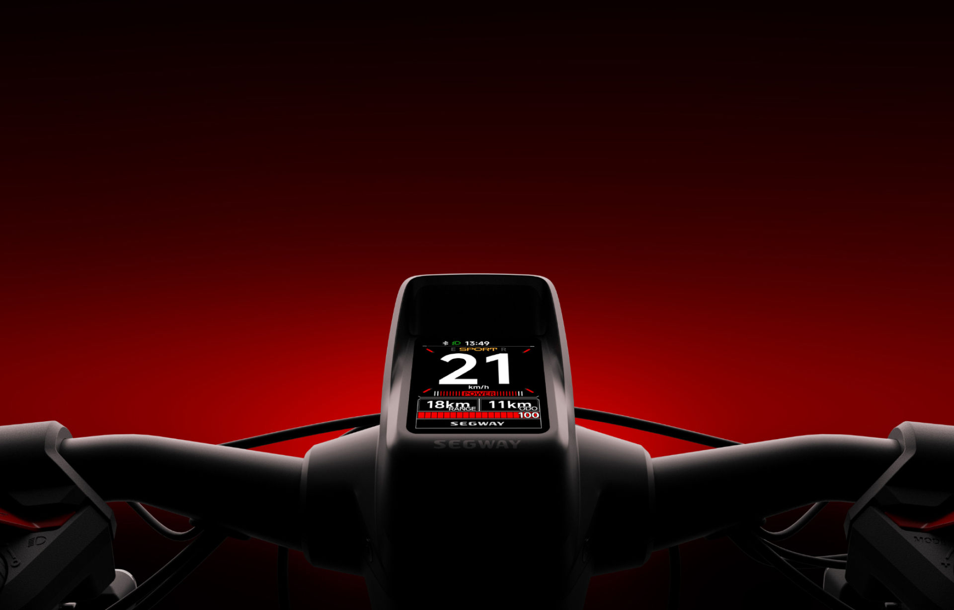 Close-up of the Segway-Ninebot GT3 Pro 2.4-inch Smart TFT display.