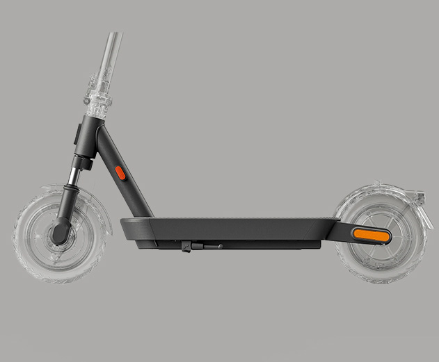 Illustrative image of the Xiaomi 5 electric scooter's carbon steel frame.