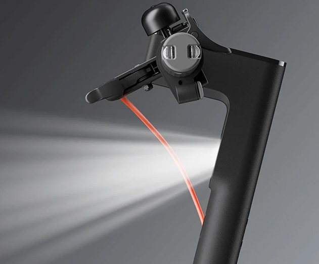 Side view of the Xiaomi 5 electric scooter's front light.