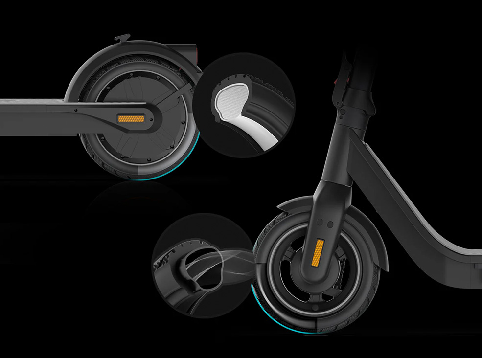 Illustrative image of the Inmotion Air electric scooter's tires.