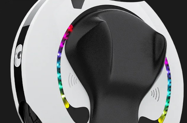 Close-up image of the Kingsong KS-18XL side RGB lights.