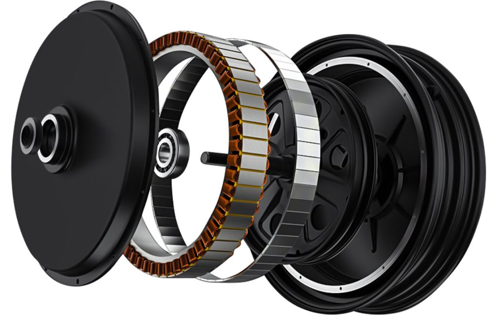 Close-up of Kingsong KS-16S motor and wheel – durable construction for smooth and powerful rides.