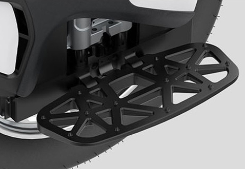 Close-up of the Kingsng S18 Pro+ electric unicycle's pedals.